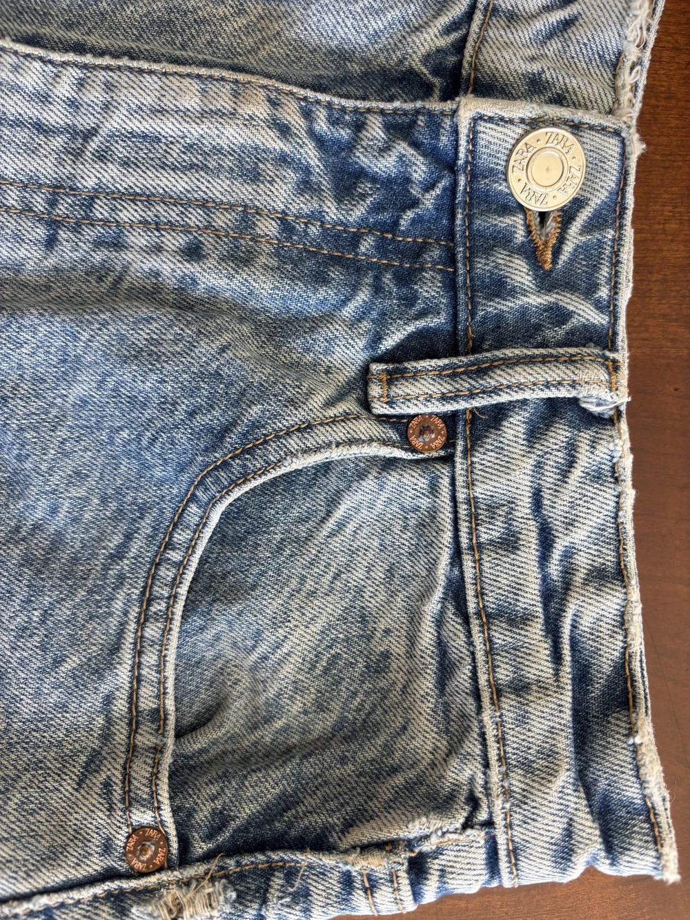 Zara Light Blue High-Rise Denim Shorts - Picture 4 of 4